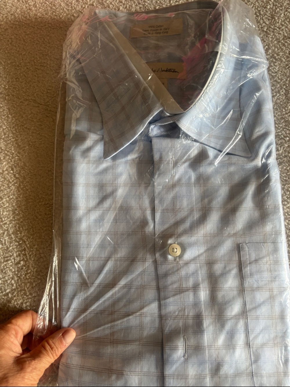 Men's Light Blue Checked Dress Shirt - Classic Collared Button-Down